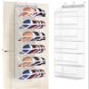 AOODA Clear Over the Door Hat Racks for Baseball Caps, Large Holds up to 72 Caps Hat Storage Organizer for Closet Wall, Deep Pockets Hanging Snapback Holder Shelves with 3 Hooks, White view 1