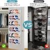 AOODA Clear Over the Door Hat Racks for Baseball Caps, Large Holds up to 72 Caps Hat Storage Organizer for Closet Wall, Deep Pockets Hanging Snapback Holder Shelves with 3 Hooks, White view 2