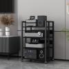 SOBS 3/4/5/6-Tier AV Media Stand Audio Rack with Wooden Shelf and Steel Frame, Modern Entertainment Stereo Component Storage Cabinet CD Player Stand for Home/Office/Theater(B,4 Tier) view 1
