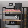 SOBS 3/4/5/6-Tier AV Media Stand Audio Rack with Wooden Shelf and Steel Frame, Modern Entertainment Stereo Component Storage Cabinet CD Player Stand for Home/Office/Theater(B,4 Tier) view 4