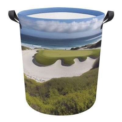 Dwrepo Laundry Basket with Handle Laundry Hamper Beach Golf Course Dirty Clothes Hamper Waterproof Collapsible Circular Laundry Hampe Lightweight Organizer Basket for Bathroom Bedroom Dorm, style