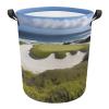Dwrepo Laundry Basket with Handle Laundry Hamper Beach Golf Course Dirty Clothes Hamper Waterproof Collapsible Circular Laundry Hampe Lightweight Organizer Basket for Bathroom Bedroom Dorm, style view 1