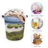 Dwrepo Laundry Basket with Handle Laundry Hamper Beach Golf Course Dirty Clothes Hamper Waterproof Collapsible Circular Laundry Hampe Lightweight Organizer Basket for Bathroom Bedroom Dorm, style view 3