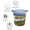 Dwrepo Laundry Basket with Handle Laundry Hamper Beach Golf Course Dirty Clothes Hamper Waterproof Collapsible Circular Laundry Hampe Lightweight Organizer Basket for Bathroom Bedroom Dorm, style view 4
