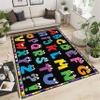 Srocvi Kids Area Rug English Characters ABC and Math Symbols Learning Carpets, Lovely Black Foldable Large Area Rugs Perfect for Dining Room Bedside Kids Boys Bedroom Playroom Hallway, 6x9ft view 2