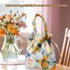 HomeLoft Basics Cute Cotton Floral Tote Bag Aesthetic Design Canvas Handbag Reusable Grocery Shopping Bag Snack Tote Coquette Gifts Bag (G) view 2