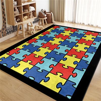 Srocvi Colorful Puzzle Rug Baby Childrens Playing Exercise Education Learning Decor Floor Mats Black Border Throw Mats Boys Girls Playtime Area Rug for Indoor Kid Room Playroom Nursery Porch, 3x4ft