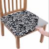 Black Botanical Chair Seat Covers for Dining Room Stretch Chair Seat Covers Set of 6,Chair Seat Protector Cushion Slipcovers for Kitchen Restaurant Office Country Retro White Tree Leaves Floral Flower view 1