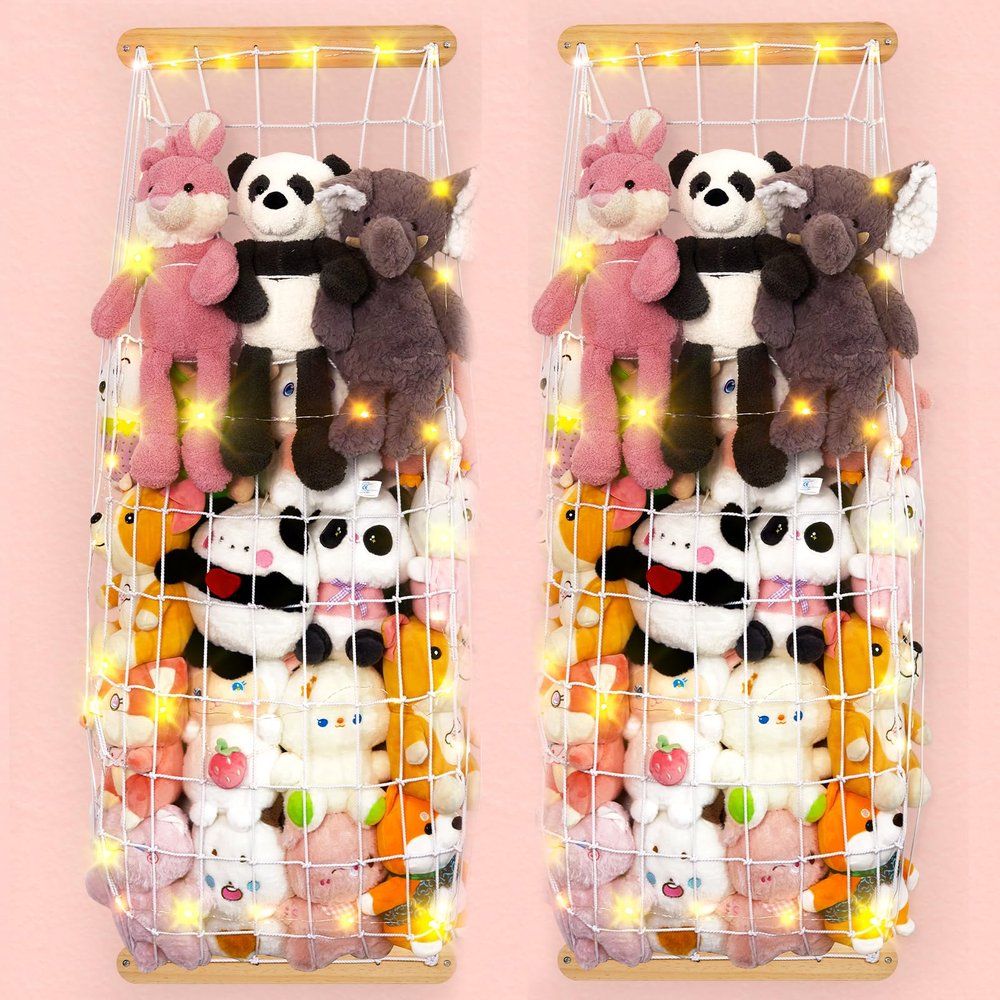 Unicorn Castle Stuffed Animals Storage Wooden Plush Toy Storage Organizer Stuffed Animals Hammock Space Save Stuffed Animals Net Holder Room Decor
