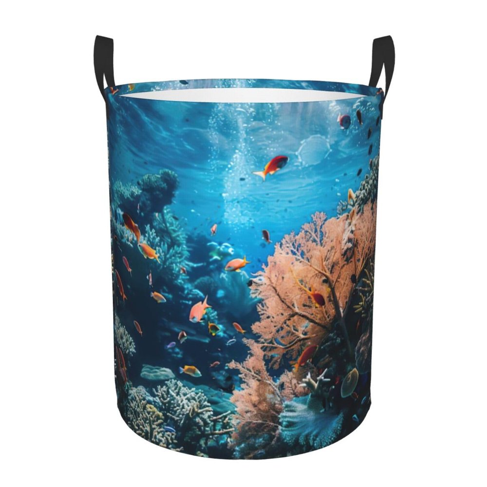 Coral Reef Collapsible Laundry Basket-Waterproof Large Storage Baskets,Toy Organizer,Home Decor