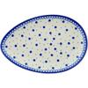 Polmedia Polish Pottery Oval Platter 13-inch - Azure Polka Pattern Handmade in Boleslawiec Poland + Certificate of Authenticity view 2