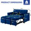 3-In-1 Sleeper Sofa,Velvet Pull Out Sofa Bed55.1-Inch Futon Convertible Loveseat Sleeper Love Seat with Adjustable Back, Sleeper Chair with Storage Bag & Pillow, for Living Room, Bedroom (A-Blue) view 2