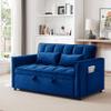 3-In-1 Sleeper Sofa,Velvet Pull Out Sofa Bed55.1-Inch Futon Convertible Loveseat Sleeper Love Seat with Adjustable Back, Sleeper Chair with Storage Bag & Pillow, for Living Room, Bedroom (A-Blue) view 3