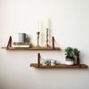 Hardwood Customizable Shelf ~ With Full Grain Leather Straps - Choose Your Stain (8x48 inches, White) view 1
