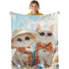 Cat Blanket - Cat Throw Blanket - Cat Blankets for Cat Lovers White Cat Blanket for Girls Boys, White Cat Blanket for Adults Cute Small Cat Blanket for Bed Soft Warm Couch Blanket, 50" x 60" view 2