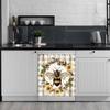Bee Dishwasher Magnet Decoration,Flower Wreath Refrigerator Sticker,Wood Grain Texture Oven Magnets Decorative Cover,Farmhouse Kitchen Home Appliance Decorative,Magnets Vinyl Wrap Sheet,23Wx26H view 2
