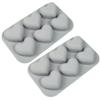 2 Pack Silicone Cake Mold 6-Cavity Heart Shaped Silicone Baking Mold BPA-Free Mousse Cake Fondant Cake Mold Easy Release Flexible Silicone Mold for DIY Jelly, Baby Food, Candy view 1