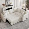 87.4" L-Shape Couch with Boucle Sofa Bed, Pull Out Couch Bed with USB Ports and Power Sockets Sectional Sofa Bed for Living Room, Apartment, Office, Beige view 1