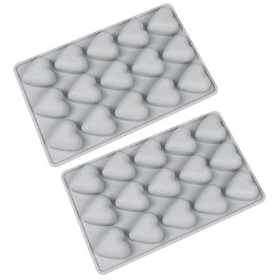 2 Pack Heart Shaped Silicone Molds 15-Cavity Silicone Cake Molds DIY Baking Mold BPA-Free Baby Food Candy Making Mold for Valentine's Day, Mother's Day, Wedding Party, Birthday, Baby Shower