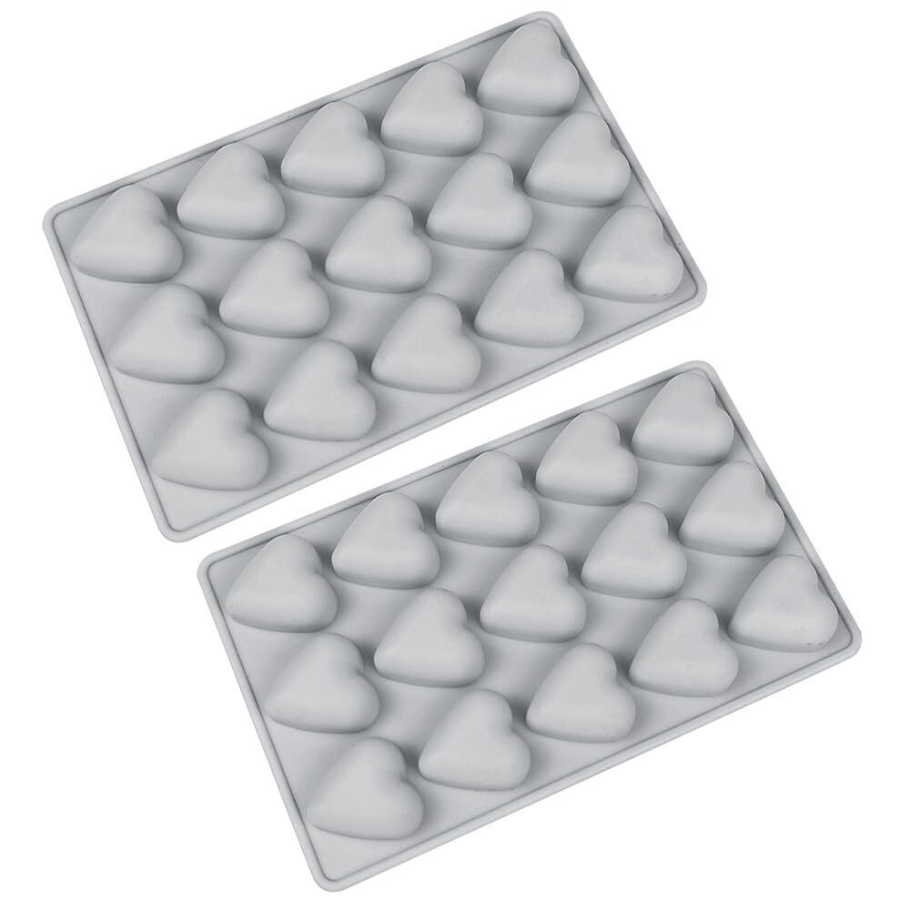 2 Pack Heart Shaped Silicone Molds 15-Cavity Silicone Cake Molds DIY Baking Mold BPA-Free Baby Food Candy Making Mold for Valentine's Day, Mother's Day, Wedding Party, Birthday, Baby Shower