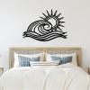 Sunrise Metal Wall Art, Sunrise Wall Decor Metal, Wave Art, Sun Wall Decoration Outdoor, Wall Decor Living Room, Bathroom (30"x21"/76x54cm, Black) view 3