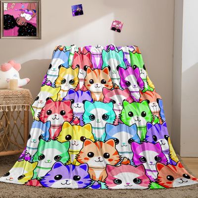 Cat Blanket - Cat Blanket for Girls Boys Small Cat Blanket for Kids Gifts Colorful Throw Blanket for Bed, Cat Blanket for Adults Cute Cat Mom Blanket Soft Warm Blanket for Couch, 50" x 60"