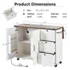 54.5" Kitchen Storage Island with Power Outlet, Farmhouse Kitchen Island with Internal Storage Rack, Drop Leaf, Spice Rack, Rolling Kitchen Cart on Wheels, for Home, Kitchen and Dining Room (White) view 4