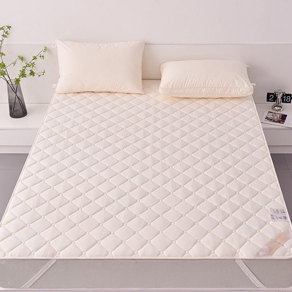 B/white,90*200cm(twin),LDLCYCN Queen Size Cooling Mattress Protector Pad with Elastic Straps Thin Futon Mattress Cover Foldable Traditional Floor Mat Mattress Topper Machine Wash Dormitory Hotel Avail