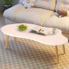 Modern Coffee Table Small White Coffee Tables for Small Space Unique Simple Oval Center Table with Wood Frame for Living Room 40" L x 20" W x 16" H view 1