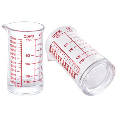 Ackers 4oz Glass Measuring Cup  Shot Glass with Ounce,Ml,Cups Markings for Kitchen & Bar(Pack of 2)
