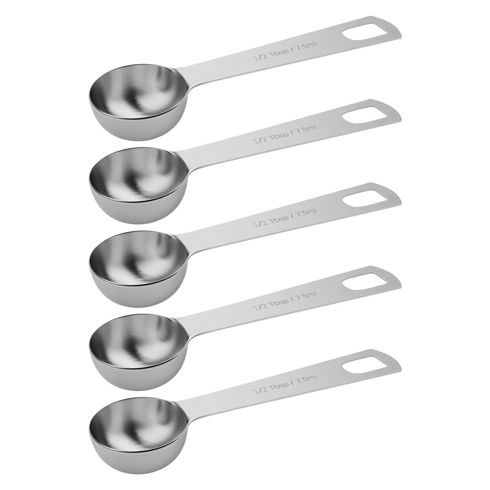 BERYLER 5PCS 1/2tbsp (1.5tsp, 7.5ml, 1/4oz) Single Measuring Spoon, Stainless Steel Individual Teaspoons Only
