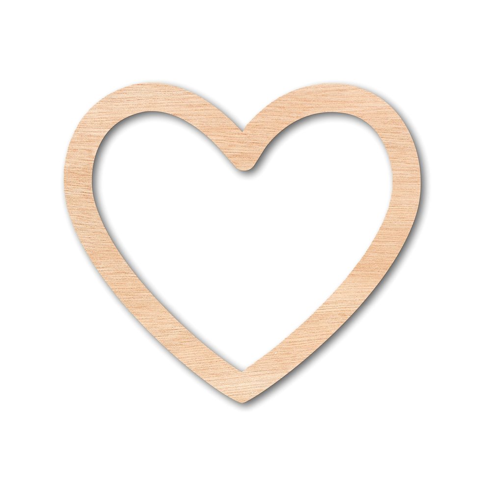 Unfinished Wood Heart Border Silhouette - Hollow Heart Cutouts - Premium Wooden Hearts for Crafts, DIY Projects, Decorations (1/8 inch Thick, 3")