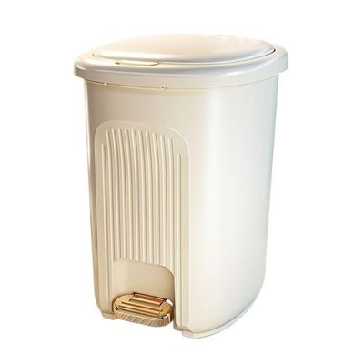 FURUIM2024M Dustbin Household Trash Can with Lid, 10/15/20L Plastic Bathroom Trash Can with Foot Pedal, Modern Hand Press Trash Bin for Living Room Kitchen Bedroom Office Kitchen Bin(White,S)