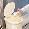 FURUIM2024M Dustbin Household Trash Can with Lid, 10/15/20L Plastic Bathroom Trash Can with Foot Pedal, Modern Hand Press Trash Bin for Living Room Kitchen Bedroom Office Kitchen Bin(White,S) view 3