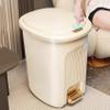 FURUIM2024M Dustbin Household Trash Can with Lid, 10/15/20L Plastic Bathroom Trash Can with Foot Pedal, Modern Hand Press Trash Bin for Living Room Kitchen Bedroom Office Kitchen Bin(White,S) view 4