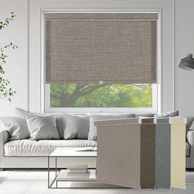 BERISSA 100% Light Filtering Pull Down Window Shades Blinds for Indoor Windows Roller Shades Thermal Insulated Up and Down Blinds for Home Custom Shades(94" W x 92" H) L-Brown