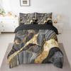 Erosebridal Black Marble 7 Pcs Comforter Set Queen, Gold Crack Bedding for Adults Men Women, Abstract Metallic Texture Sheet Set Bed in A Bag, Boho Hippie Fluid Reversible Black Duvet Insert view 2
