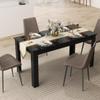 Moccha Wood Dining Table for 4-6 People, 63" Wood Rectangle Dinner Table, Modern Kitchen Table with L-Shaped Legs, 330lbs Weight Capacity, Farmhouse Dinette Table for Dining Room, Living Room, Black view 1