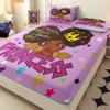 Jiospet Black Girl Sheets - 4Pcs Bed Set, Full Size, Cute African Black Girl Design, 1 Fitted + 1 Flat + 2 Pillowcases view 3