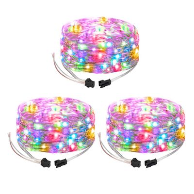 BTF-LIGHTING Chasing Dream Full Color Twinkle Decorative Light 3Pack 16.4ft Total 150LED Addressable WS2812B IC Fairy String DC5V for Kid's Bedroom, Christmas Tree, Party(No Adapter or Controller)
