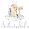 Sawysine 6 Sets 3.4'' x 4.7", 7", 9.8" Round Glass Mirror Trays Glass Cylinder Vases Wedding Table Flower Vase with Mirror Set Table Centerpiece Decoration for Wedding Craft Baby Shower Party view 1