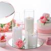 Sawysine 6 Sets 3.4'' x 4.7", 7", 9.8" Round Glass Mirror Trays Glass Cylinder Vases Wedding Table Flower Vase with Mirror Set Table Centerpiece Decoration for Wedding Craft Baby Shower Party view 3