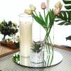 Sawysine 6 Sets 3.4'' x 4.7", 7", 9.8" Round Glass Mirror Trays Glass Cylinder Vases Wedding Table Flower Vase with Mirror Set Table Centerpiece Decoration for Wedding Craft Baby Shower Party view 4