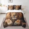 Feelyou 3D Lion Comforter Set with Sheets Lion Animal Print 7 Piece Bedding Set for Boys Girls Washed Microfiber King Bed in a Bag Jungle Theme Bedding Comforters King Size view 1