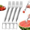 RJQIRP 2-In-1 Stainless Steel Fruit Cutter,Dual Head Fruit Forks Slicer KnifeNew Watermelon Fork Slicer Cutter Watermelon Cutter Slicer ToolWatermelon Slicer Cutter For Camping(4PCS) view 1
