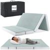 Best Choice Products 4in Portable Full-Size Mattress, Tri-Fold Mattress for Camping, Guest, Toddler, Foam Plush w/Carry Case - Seafoam view 1