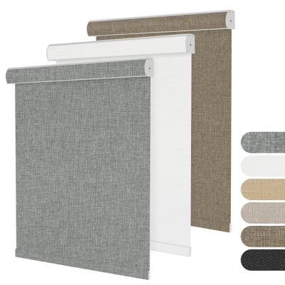 BERISSA 100% Blackout Pull Down Window Shades Blinds for Indoor Windows Room Darkening Roller Shades Thermal Insulated Up and Down Blinds for Home Custom Shades(73.5" W x 56" H) Gray