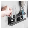 SENBAILU Toothbrush Rack Aluminum Toothbrush Holder Wall-Mounted Gun Gray Toothpaste Holder 4-Slot Storage Rack Easy to Install Without Drilling Bathroom Toothbrush Holder(S20cm) view 4
