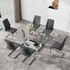 BAOPIN Glass Dining Table Set for 6, 71''Tempered Glass Tabletop and Stainless Steel U-Shaped Leg and Base, Dining Room Table Set for Dining Room view 1