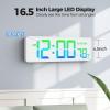 REACHER 16.5" Large Digital Wall Timer Clock with Countdown Timer, Auto Dimmer, Temperature, Remote Control, LED Wall Clock for Home Decor, Living Room, Office, Gym, Classroom, White view 2